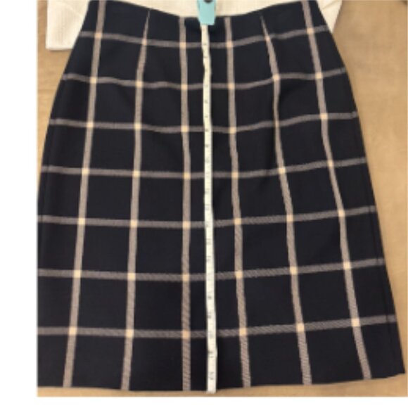 Hobbs Dark Blue & Beige Check Pencil Skirt - Picture 7 of 9